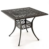 Tangkula 35.4 Inch Square Cast Aluminum Table