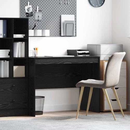 Bureau noir et chêne 100x50 cm avec rangement compact pour ordinateur