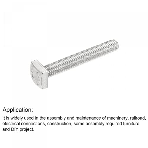 Image of uxcell Square Head Bolt, 5pcs M8x55mm Fully Thread 304 Stainless Steel Grade C Square Machine Screws