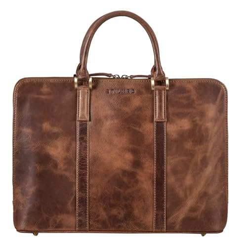 Bolsa de oficina para ordenador portátil de 15,6 pulgadas STILORD Leonora de cuero delgado