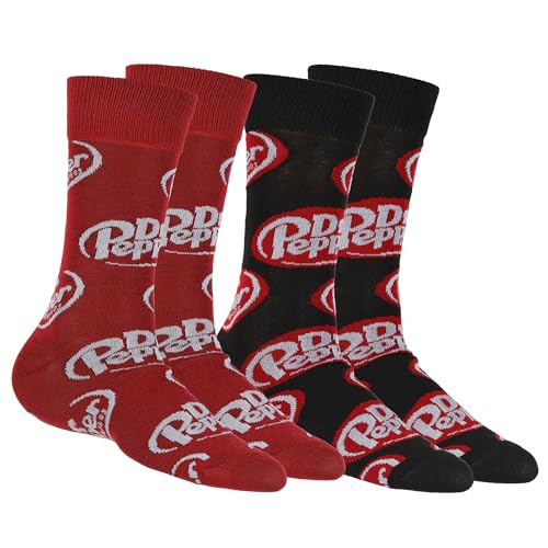 Culture Fly Dr. Pepper Socks Contrasting Logo Design 2-Pack Adult Mid-Calf Crew Socks