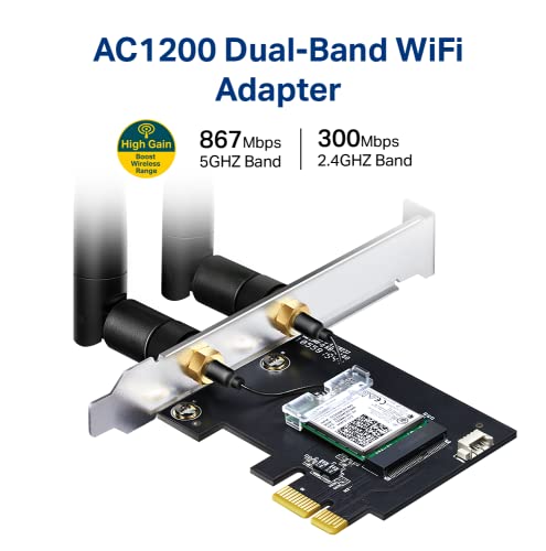 Tp-Link Ac1200 Pcie Wifi Card For Pc (Archer T5E) - Bluetooth 4.2, Dual Band Wireless Network Card (2.4Ghz And 5Ghz) For Gaming, Streaming, Supports Windows 11/10, 8.1, 8, 7 (32/64-Bit) #TOP1