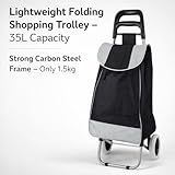 2 Wheels 35L Lightweight Shopping Grocery Trolley Travel Folding Cart Luggage Waterproof Foldaway Shopping Cart Grocery Bag for Easy Storage - Black - Image 7