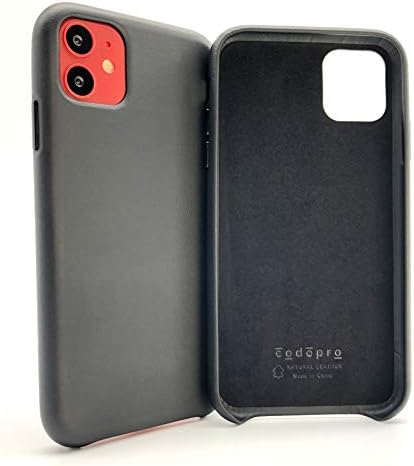Codopro Fully Wrapped Natural Leather Case for iPhone 11 – Hand Crafted Leather Case Compatible with Wireless Charging -Slim Profile – All Around Protection for iPhone 11 (6.1”) - Black