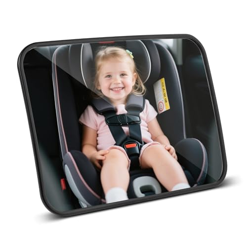 Romon Espejo Coche Bebe Rotación 360° Irrompible. Correa Ajustable Vista Clara Universal