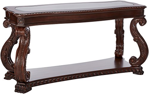 Doyle Sofa Table with Glass Inlay Top Brown