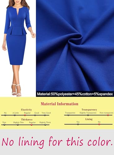 Image of VFSHOW Womens Wear to Work Front Zipper V Neck Peplum Business Office Church Flattering Pencil Sheath Dress