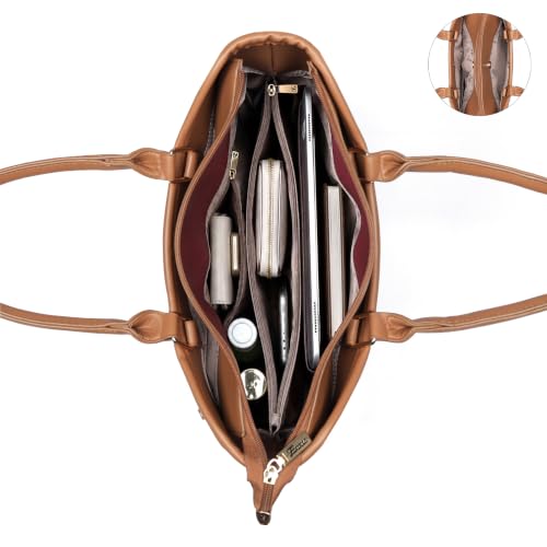 Image of EXOTIC Alvara Tote Bag for Women | Multi-Compartment Handbag with Laptop Space, Front Zip Pockets & Luggage Sleeve | Premium PU Leatherette Work & Travel Tote