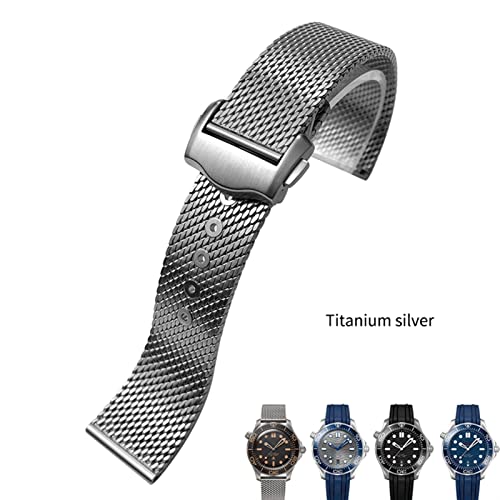 Bracelet montre tressé acier titane 20mm boucle déployante style 007