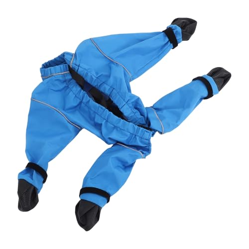 Bottines imperméables pour chien en polyester bleu avec bretelles ajustables