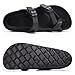 Goosecret Women's Platform Sandals with Arch Support Comfortable Foam Slides Summer Beach Sandals with Adjustable Buckle Black, 39