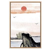 Framed Canvas Wall Art Abstract Sunrise and Sunset Canvas Prints Home Artwork Decoration for Living Room,Bedroom - 16x24 inches