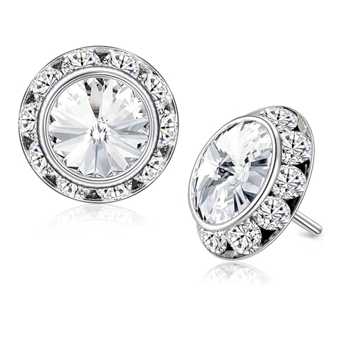 Dance Earrings for Women Crystal Halo Rhinestone Stud Earrings for Competitions Performance Stage Wedding Party