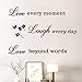 Autocollant mural en vinyle amovible avec inscription Live Laugh Love - Motif papillons et fleurs - Pour chambre à coucher, salon, fenêtre, porte