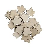 Amosfun Recorte de Madera en Forma de Hoja Arce para Pintar Accesorios para Bricolaje 50PCS 33x29mm
