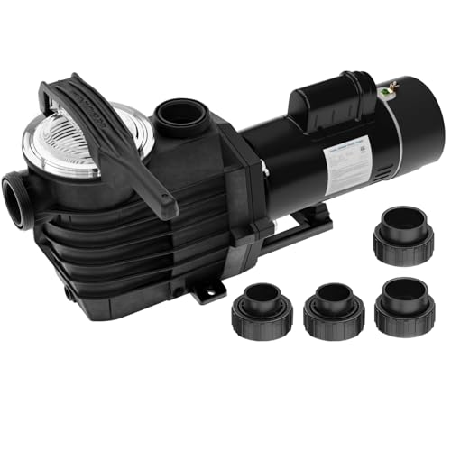 BRIOPAWS 2.5HP Dual Voltage Pool Pump, 6000GPH Flow, 78FT Head Lift, 1.5" and 2" Fittings, Self-Priming Water Pump for Inground/Above Ground/Seawater Pools and Hot Tubs, 115V/230V 60HZ AC