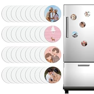 Sublimation Magnet Blanks,40Pcs 2.16”x2.16”Sublimation Round Magnets,Sublimation Blanks Personalized Decoration for Home Kitchen Refrigerator Microwave Oven Officer,Picture Magnets Best DIY Gifts
