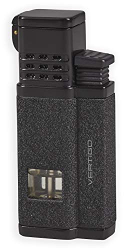 Vertigo Conquistador Quad Torch Lighter w/Cigar Punch (Black Crackle)