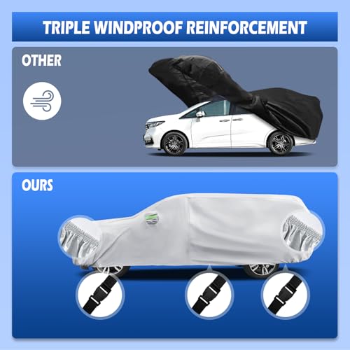 Image of Car Cover Custom Fit for Chevrolet Chevy Suburban 1973-2026, Migaven Waterproof Full Exterior Cover Sun Rain Protection with Door Zipper and Cotton Lining, Silver