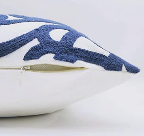 Miniatura 5 de Alysheer Funda de almohada decorativa bordada de 20 x 20 pulgadas, patrón de mandala bohemio moderno y grueso, lona de algodón duradera suave funda