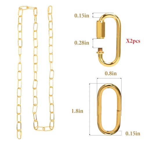 Image of Chandelier Chain 6 /10 /15 Feet SANGLE SOPFFY Light Fixture Chain for Chandelier or Swag Light Fixtures,Lighting Chain Extension with Link Locks, Plant Hanging Chain(Pure Gold, 6 Feet)