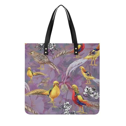 Sac à main shopper grand format motif oiseau coloré pour femme élégante en voyage