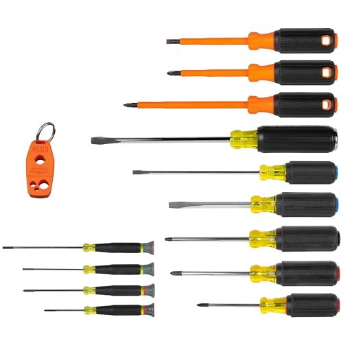 Klein Tools 85814 14-Piece Screwdriver Set, 4 Precision, 5 Standard Drivers with Color-Coded...