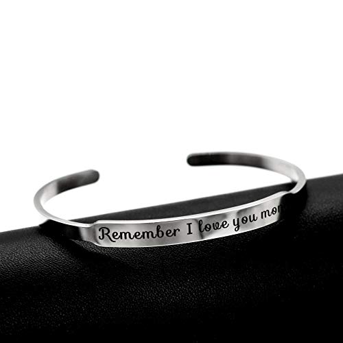 Image of Uloveido Charm Comfort Fit Stainless Steel Bangle Remember I Love You Mom Initial Cuff Bracelet Mother Day Mother's Gifts Y458