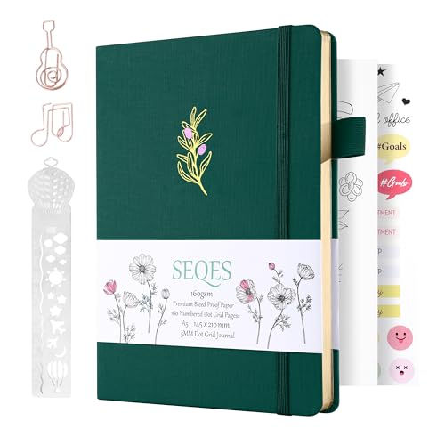 SeQeS A5 Bullet Dotted Journal Notebook | 160gsm Thick Bleedproof