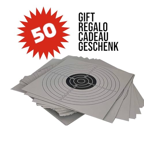Zielscheibenhalter 14x14 cm mit Kugelfang aus Stahl – inklusive 50 Zielscheiben – schwarz – für Airsoft, Luftgewehre und Luftpistolen – Diabolos – zum Aufhängen oder Aufstellen