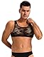 ohmydear Herren Unterhemden Spitze Tank Tops Netzshirt Ärmelloses Netzhemd Transparent Crop Top Bauchfrei Sexy Sissy Dessous Männer Netzoberteil Unterwäsche für Nachtclubs, Partys Schwarz M