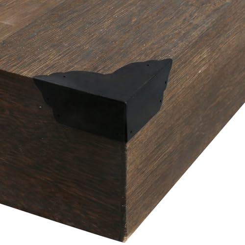 Image of Mcredy Table Corner Protectors, Black Box Corners Decorative, 4Pcs | Vintage Appearance, Rust-Proof Metal, Easy to Install with Screws, Ideal for Safeguarding Box, Table or Cabinet Corners