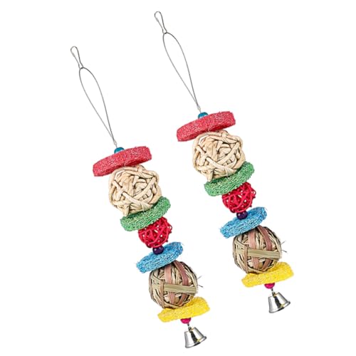 Gatuida 2 Piezas Juguetes Colgantes para Masticar Accesorios Resistentes para Jaulas de Pájaros Juguetes para Triturar y Entretener Periquitos y Aves Pequeñas