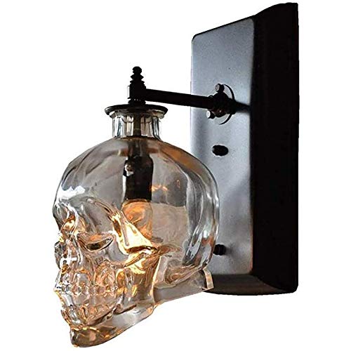 Lampe Murale De Crâne Vintage, Lampe Murale En Verre G9 Tête De Crâne Tête De Crâne Lampes De Mur Industriel Loft Bar Etude Corridor Courtyard Lampe D'éclairage Décoratif Rétro Totenkopf,Clear Cover