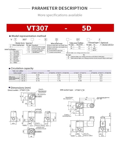 Électrovanne pneumatique haute fréquence VT307 action directe vide 220V