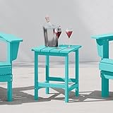 WestinTrends Malibu Square Outdoor Side Table for Adirondack Chair, Turquoise