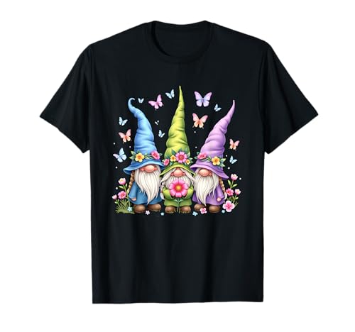 Whimsical Gnome Trio with Flowers and Butterflies...