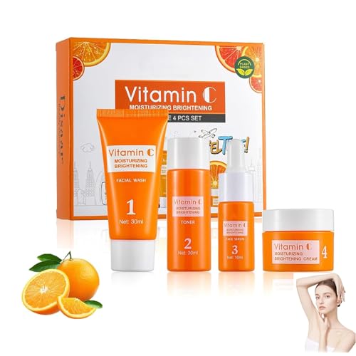 Vitamina C Pack Regalo, Kit Skincare Facial Vitamina C, Kit de cuidado de la piel de tamaño de viaje, para Nutre e Hidrata el Rostro para Ralentizar el Proceso de Envejecimiento