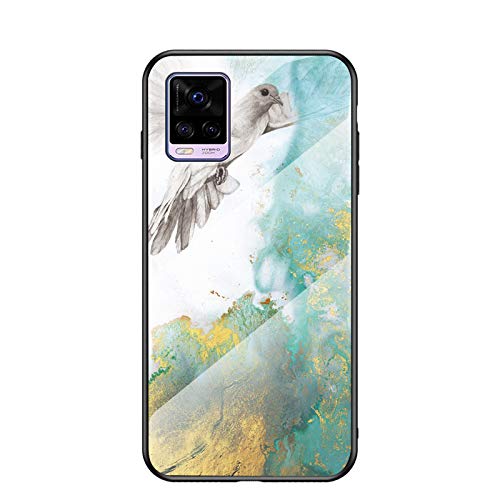 Jiajihua Cover Compatible with Vivo V20 4G 【PC Panel+Tempering Glass+TPU Silicone】 3 in 1 Shockproof Phone Case Blue