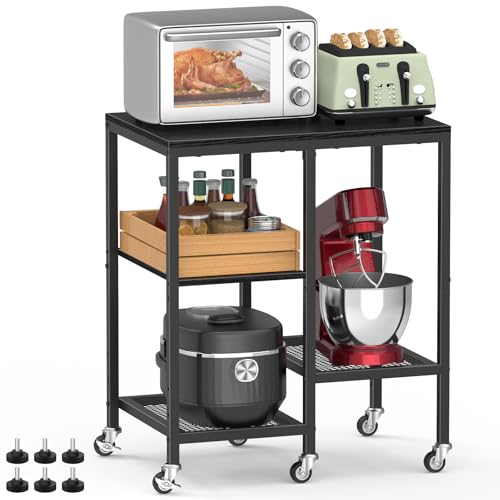 Mikrowellen-Wagen, Mikrowellenständer mit Rollen, Kaffee-Bar-Tischstation, 4-stöckiges rollbares...