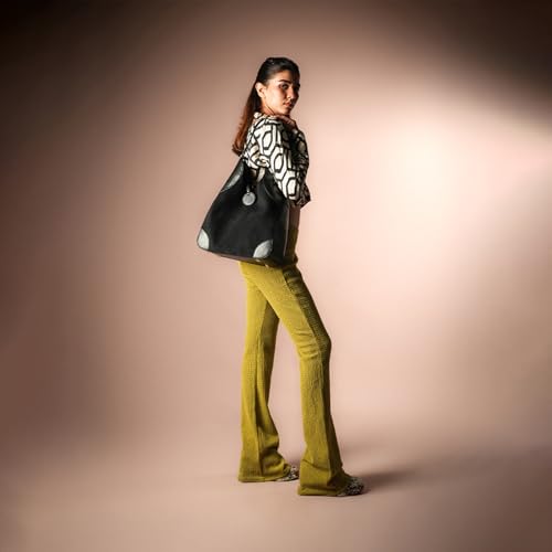 Image of Theater Fudge Shoulder Bag for Women | Structured Faux Leather & Faux Suede Hobo Tote with Magnetic Closure | Spacious Everyday Handbag with Internal Zip Pocket