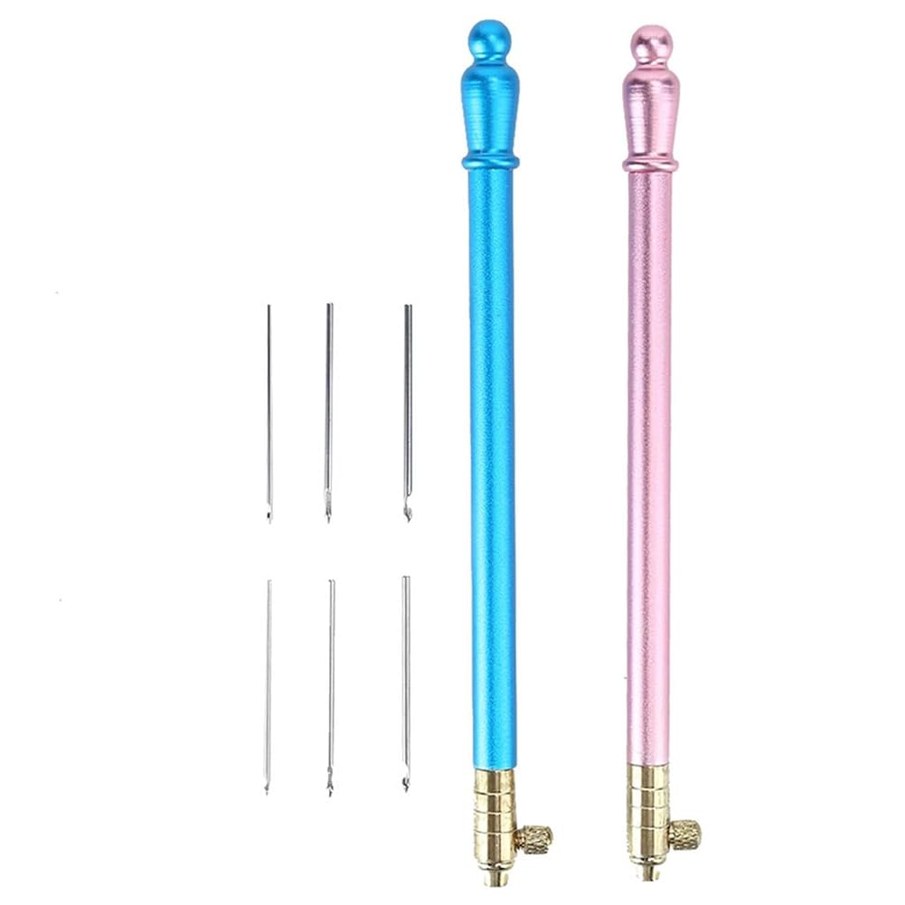 IJSDNVJNDX Stainless Steel Handle Crochet Hook Set, 6 Sizes Embroidery Hooks with Ergonomic Grip for Crafting