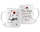 ein liebevolles Geschenk für den Partner: Kaffeetasse mit Panda-Pärchen Motiv und Spruch 