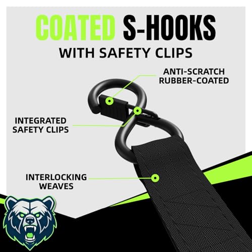 Image of Retractable Ratchet Straps, 4-Pack, 1 Inch x 12 Feet Heavy Duty Tie Downs, 1760lb Break Strength, Self Retracting for Truck, Cargo, Trailer, Motorcycle, ATV, UTV (Black-Green, 8pack)