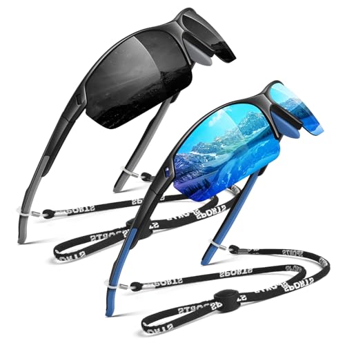 WEAROYO Polarized Sunglasses Men Womens,Flexible TR90 Semi Rimless Frame,Wraparound UV400 Sports Sun Glasses Running Fishing