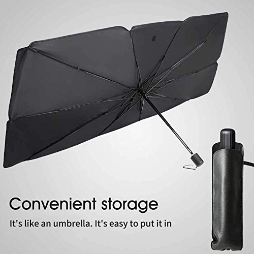 WOOPOWER Car Front Sunshade Protection Cover, Car Sunscreen Insulation Sun Shade Umbrella Front Windshield Car Summer Sunscreen Cooling Sunshade Protection (L: 54x51x31inch)