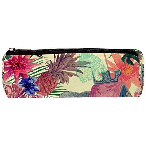 Vintage indio elefante pavo real flores patrón hojas lápiz estuche bolsa lindo bolígrafo cremallera bolsa bolsa bolsa para papelería viaje escuela estudiante suministros