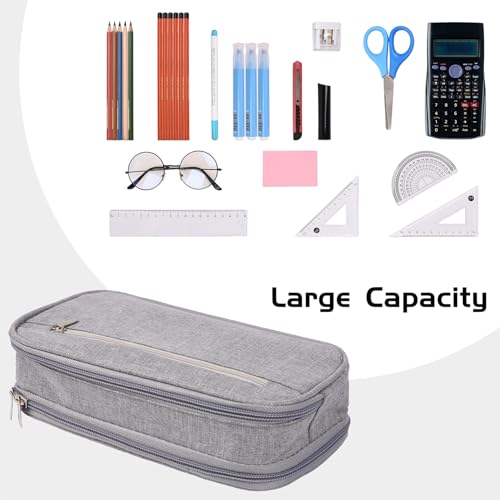 Image of Pencil Case Large Capacity Pen Bag Big Stationery Storage Kit for Office Travel Pouch Arts and Crafts Supplies Organizer Multiple Compartments Water Resistant (Red)