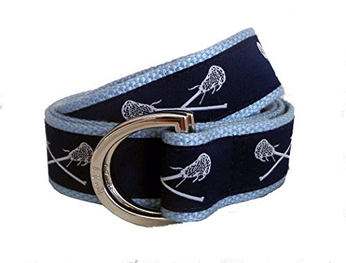 Men's Navy Blue Lacrosse Belt, Navy Blue Lacrosse Ribbon on Webbing of you Choice