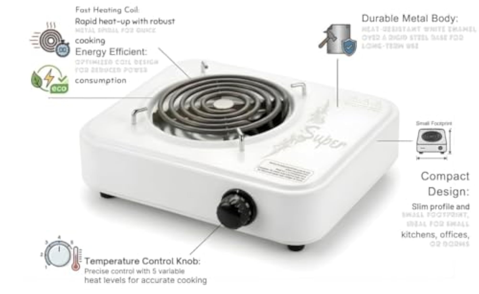 2000W Heavy Duty Electric Hot Plate, Adjustable Temperature